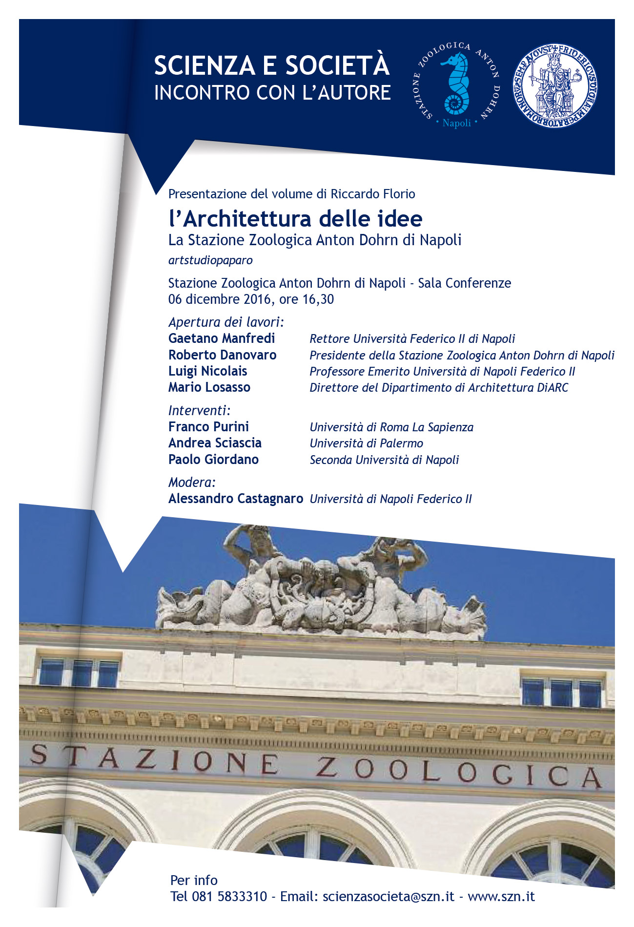 Stazione Zoologica Anton Dohrn, il sei dicembre incontro con l’autore